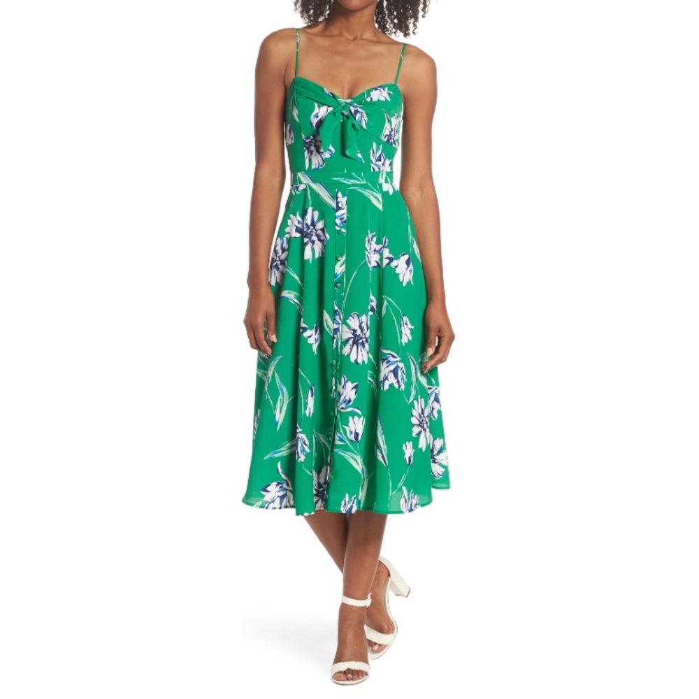 Eliza J Tie Front Midi Dress